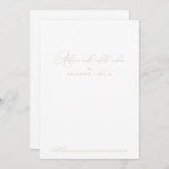 Gold Classy Chic Minimalist Wedding Well Wishes Advieskaart<br><div class="desc">Deze goudkleurige, minimalistische bruiloft wenst een goede advieskaart voor een rustige bruiloft. Het eenvoudige en elegante ontwerp kenmerkt klassieke en fancy manuscripttypografie in goud. Deze kaarten zijn perfect voor een bruiloft, vrijgezellenfeest, baby shower, graduatiedag en nog veel meer. Pas de kaarten aan met de namen van de bruid en de...</div>