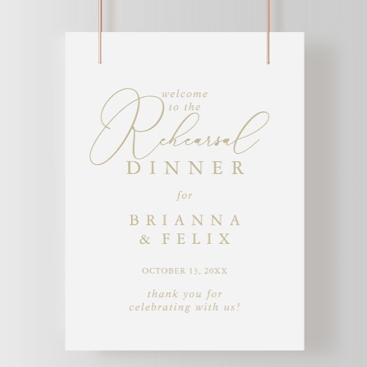 Gold Classy Chic Rehearsal Dinner Welkom Poster
