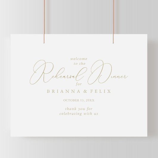 Gold Classy Chic Rehearsal Dinner Welkom Poster