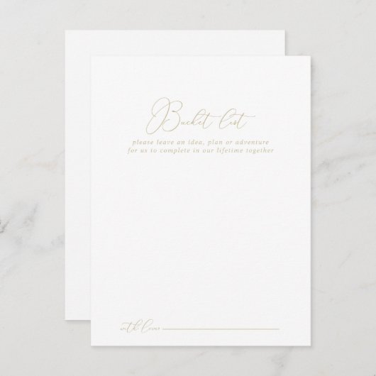 Gold Classy Chic Wedding Bucket List-kaarten Briefkaart (Voorkant / Achterkant)