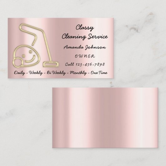 Gold Classy Cleaner Services Maid Vacuum Cleaner Visitekaartje (Voorkant / Achterkant)