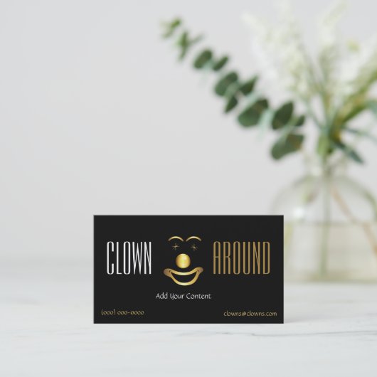 Gold Classy Clown Logo Visitekaartje (Staand voorkant)