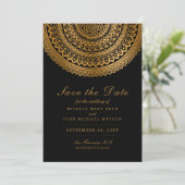 Gold Classy Mandala Black Save the Date White Kaar (Staand voorkant)