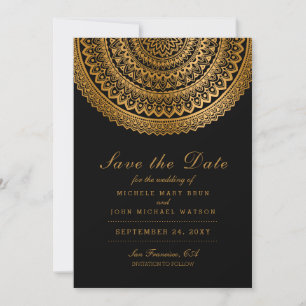 Gold Classy Mandala Black Save the Date White Kaar