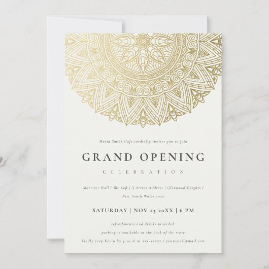 Gold Classy Mandala Grand Opening Invite Bedankkaart (Voorkant)