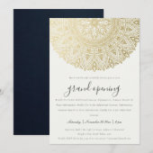 Gold Classy  Mandala Grand Opening Invite Bedankkaart (Voorkant / Achterkant)