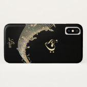 Gold Clef Heart en Muzieknoten iPhone X Hoesje (Achterkant (horizontaal))