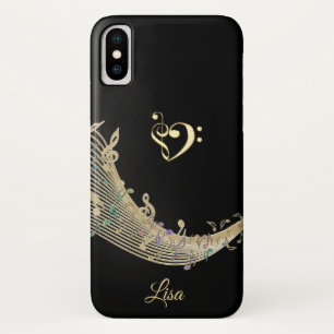 Gold Clef Heart en Muzieknoten iPhone X Hoesje