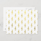 Gold Clef Note Faux Metallic Musical Briefkaart (Voorkant / Achterkant)