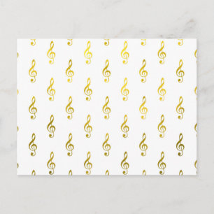 Gold Clef Note Faux Metallic Musical Briefkaart