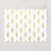 Gold Clef Note Faux Metallic Musical Briefkaart (Voorkant)