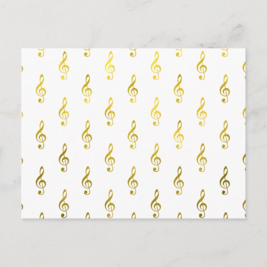 Gold Clef Note Faux Metallic Musical Briefkaart (Voorkant)
