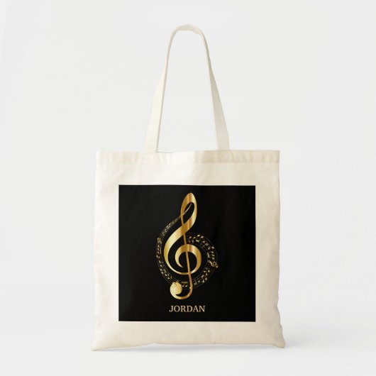 Gold Clef Over Black Tote Bag (Voorkant)