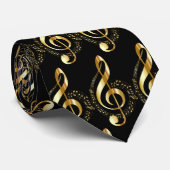 Gold Clef Pattern Stropdas (Opgerold)
