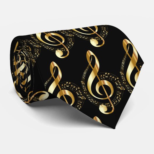 Gold Clef Pattern Stropdas (Opgerold)