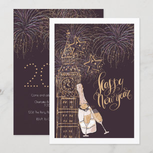 Gold Clock Happy Nieuwjaar Kaart