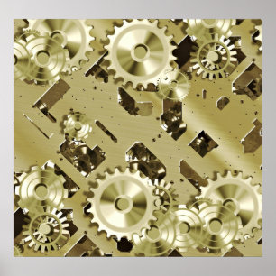 Gold Clockwork-besturingselementen 2 Poster