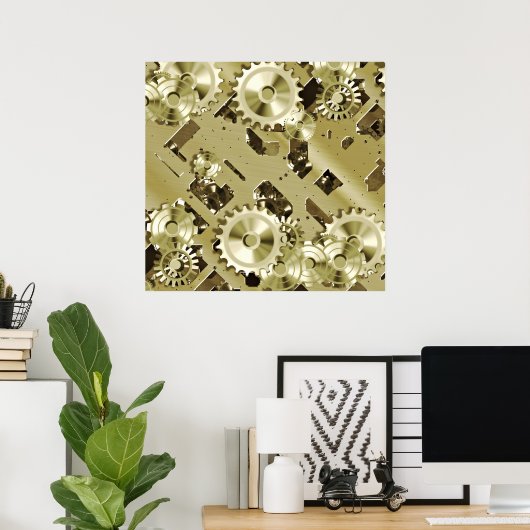 Gold Clockwork-besturingselementen 2 Poster (Thuiskantoor)