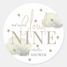 Gold Cloud 9 Sterren Waterverf Boy Baby shower Ronde Sticker