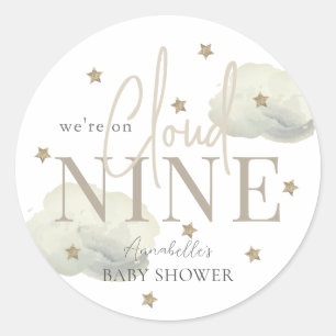 Gold Cloud 9 Sterren Waterverf Boy Baby shower Ronde Sticker