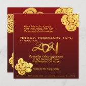 Gold Clouds Ox papier gesneden Chinees Nieuwjaar 2 Kaart (Voorkant / Achterkant)