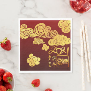 Gold Clouds Ox papieren Chinees nieuwjaar 2021 PN Servet