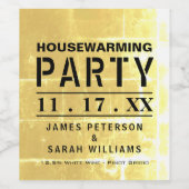 Gold Club Poster Housewarming Party Wijn Etiket (Enkel label)