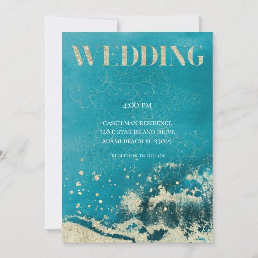 Gold Coast Aqua Surf Moderne Weddenschap Kaart (Achterkant)