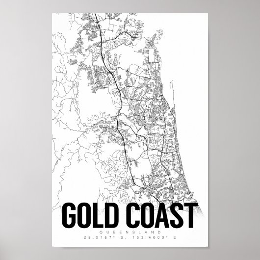 Gold Coast Australia Minimalist Map Art Poster (Voorkant)