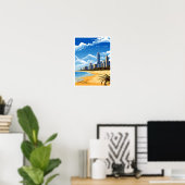Gold Coast Australië Reizen  illustratie Poster (Thuiskantoor)