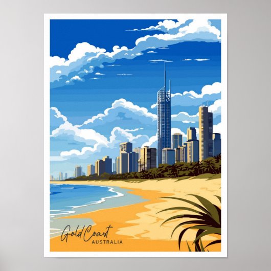 Gold Coast Australië Reizen  illustratie Poster (Voorkant)