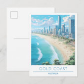 Gold Coast Australië Vintage Reizen Briefkaart (Voorkant / Achterkant)