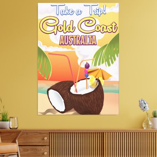 Gold Coast, Australische reisposter Canvas Afdruk (Insitu (Woonkamer))