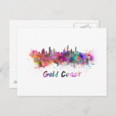Gold Coast skyline in watercolor Briefkaart (Voorkant / Achterkant)