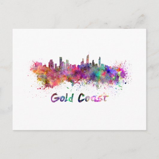 Gold Coast skyline in watercolor Briefkaart (Voorkant)