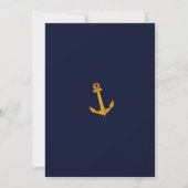 Gold Coastal Navy Blue Nautical Wedding Kaart (Achterkant)