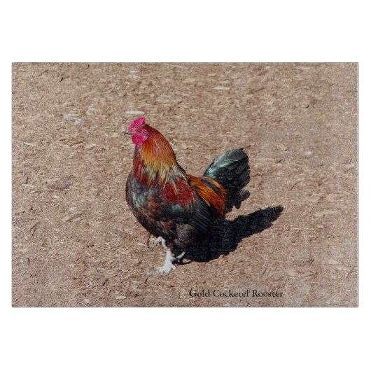 Gold Cockerel Rooster cutting board Snijplank (Voorkant)