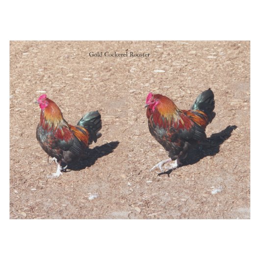 Gold Cockerel Rooster tablecloth Tafelkleed (Voorkant (Horizontaal))