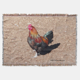 Gold Cockerel Rooster Throw Blanket Deken