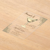 Gold Cocktail Heart Glitter Drips  Bachelorette  Acryl Uitnodigingen (Laagn)