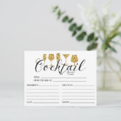 Gold Cocktail Recipcard Briefkaart (Staand voorkant)
