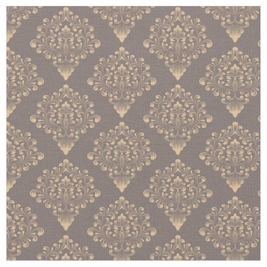 Gold Coffee Damask Stof (Close Up)