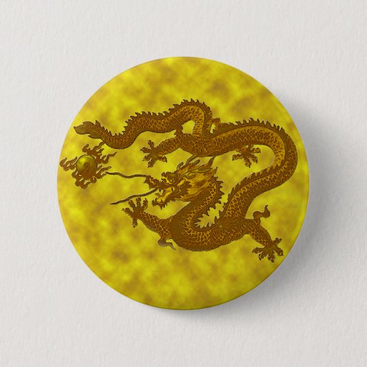Gold Coin Dragon Ronde Button 5,7 Cm (Voorkant)