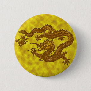 Gold Coin Dragon Ronde Button 5,7 Cm