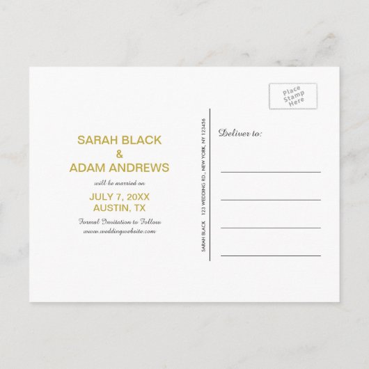 Gold Collage Foto Opslaan van de datum Briefkaart (Achterkant)