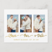 Gold Collage Foto Opslaan van de datum Briefkaart (Voorkant)