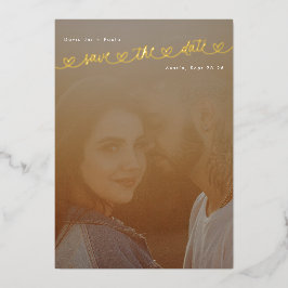 Gold College Sweet Hearts Photo Save The date Folie Uitnodiging