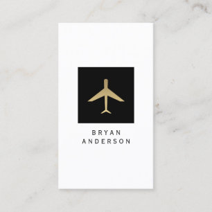 Gold Color Airplane Logo Visitekaartje