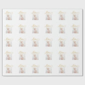 Gold Color Believe Script met kerstfoto Cadeaupapier (Vlak)