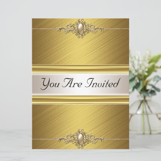 Gold Color Birthday Party Kaart (Staand voorkant)